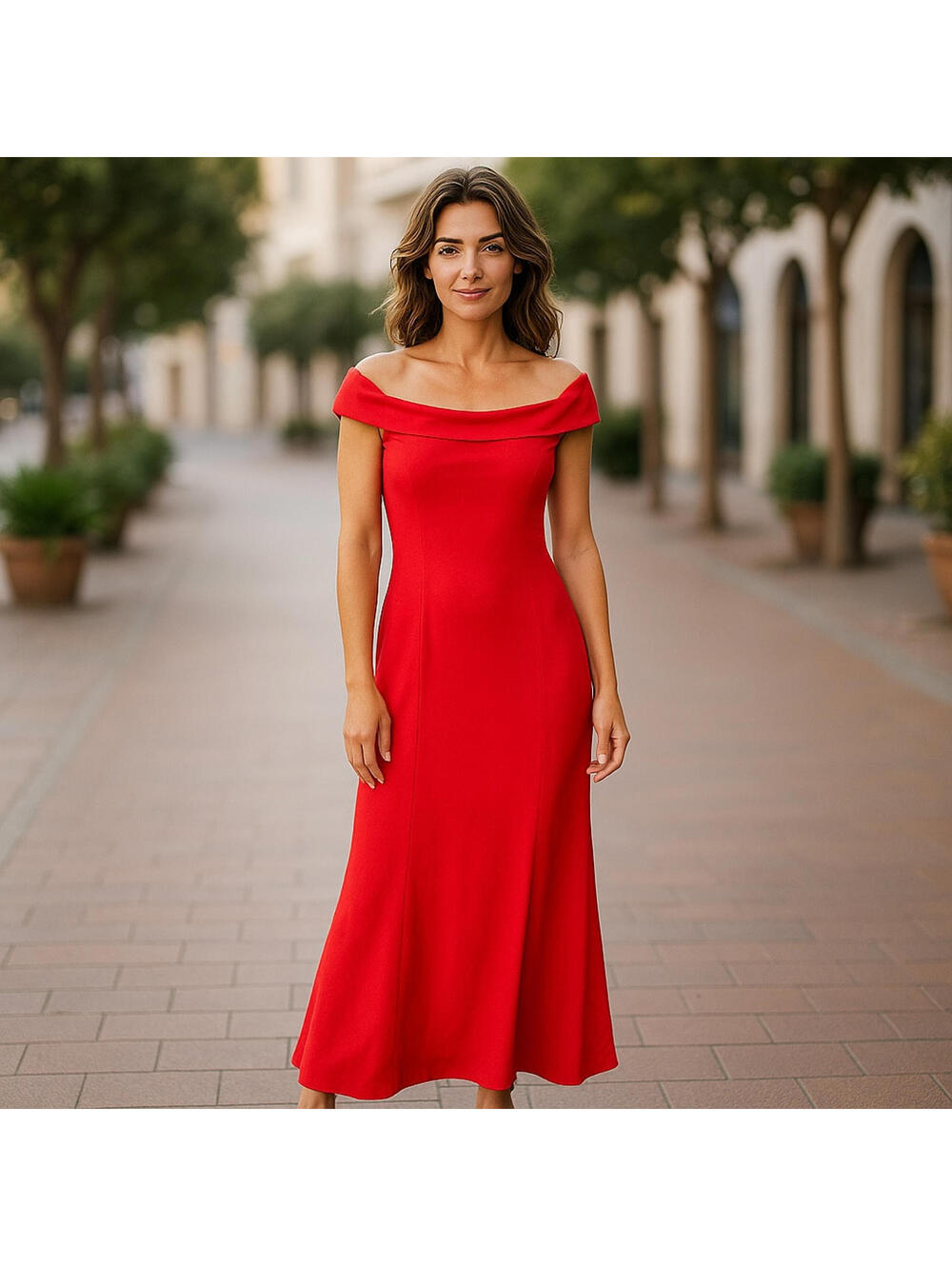 Womens Full Length Off Shoulder Mermaid Cocktail/Formal/Pageant Dress Red Sz M